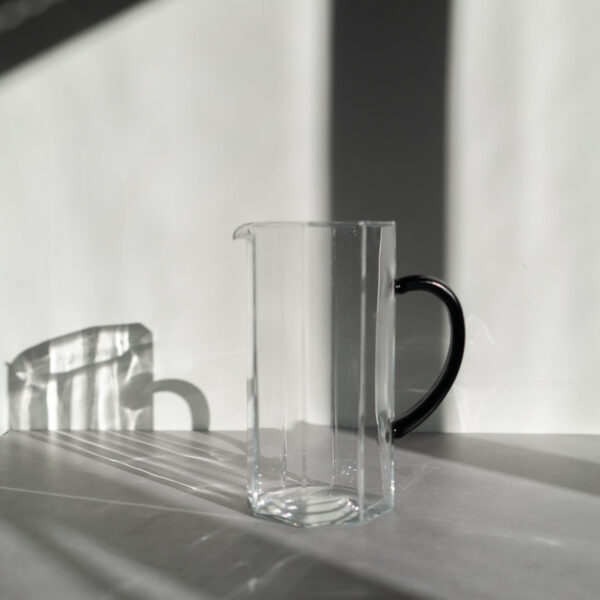 Vintage Octagonal Glass Pitcher, Italy 1980s