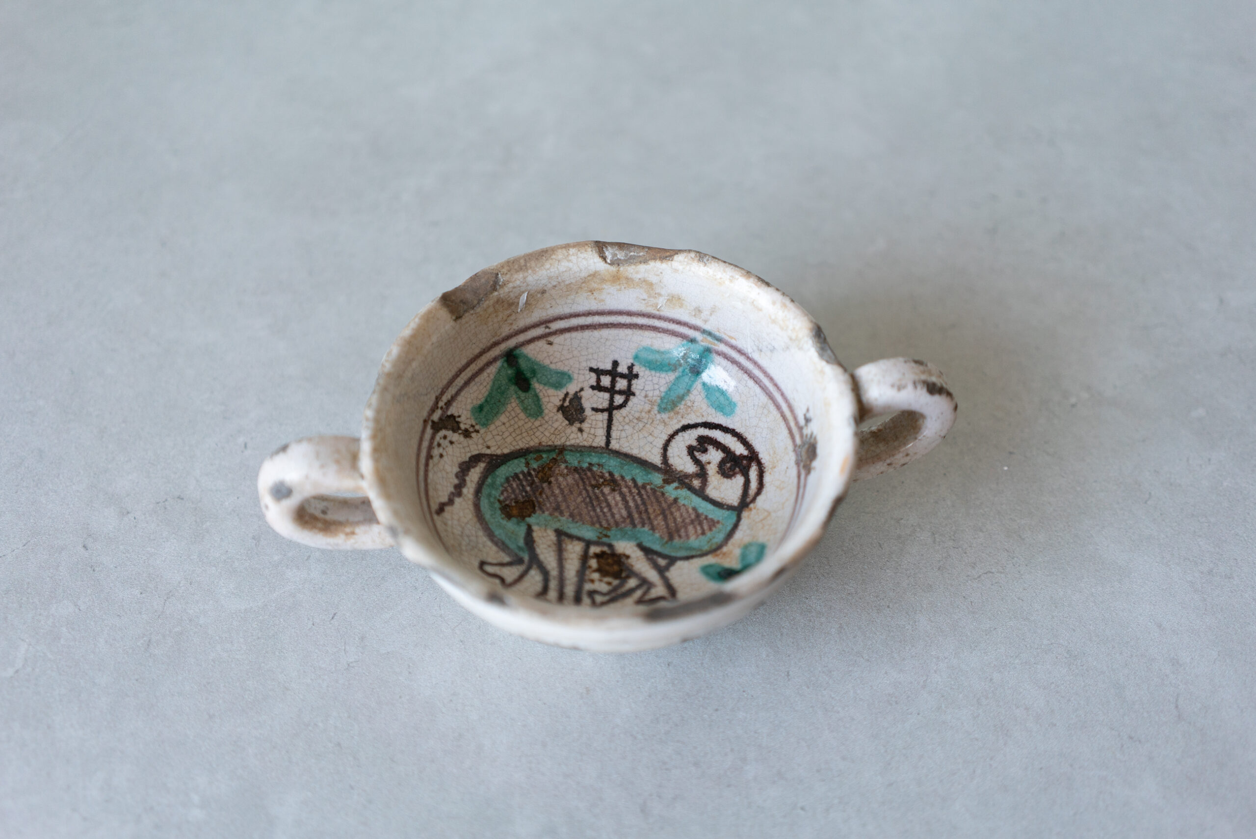 Two-Handled Bowl with Bird Motif, Italy 18th Century - 画像 (5)