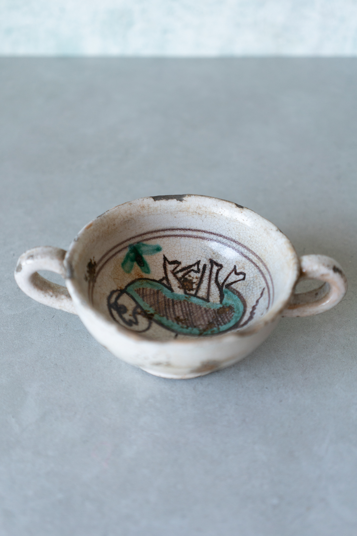 Two-Handled Bowl with Bird Motif, Italy 18th Century - 画像 (3)