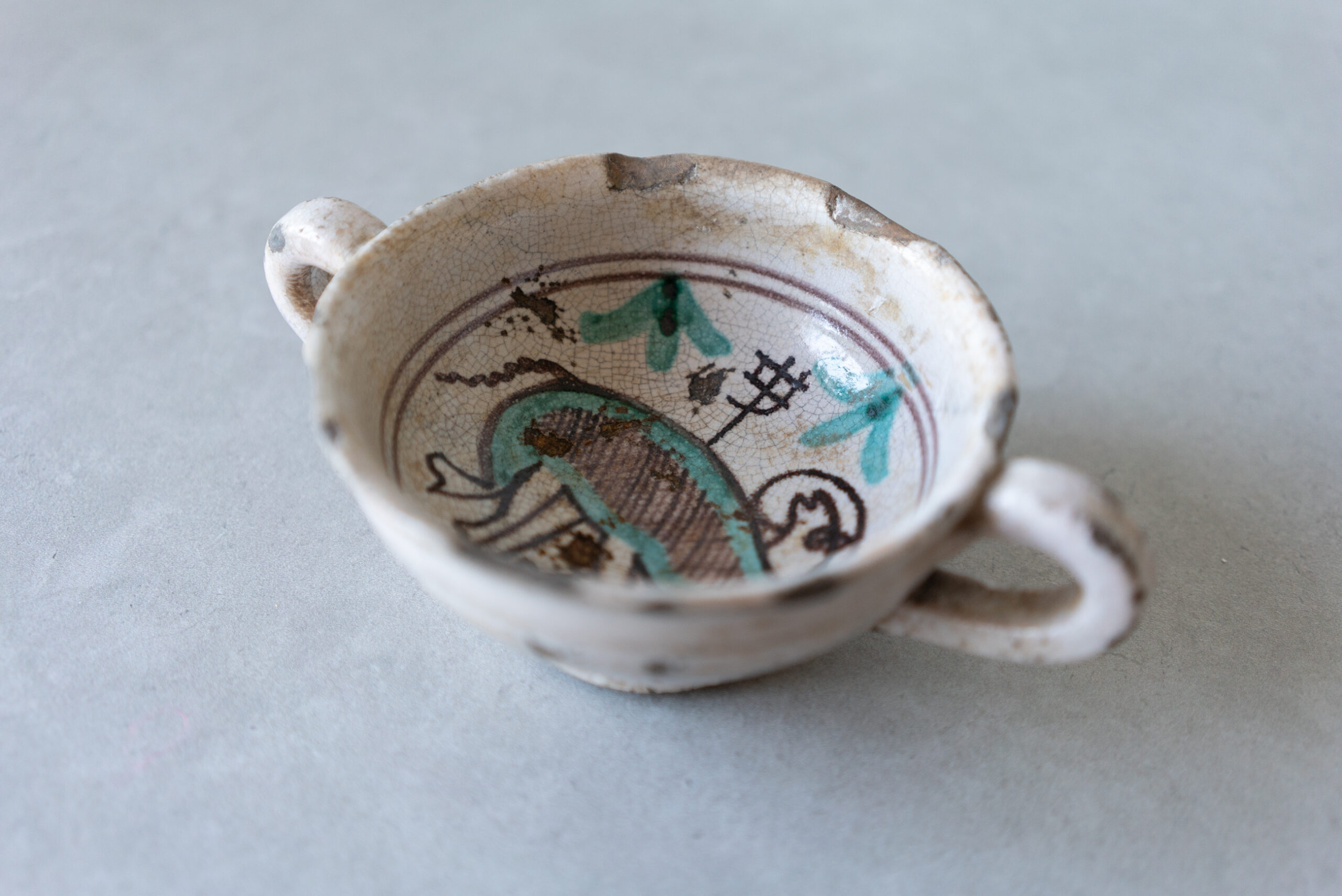 Two-Handled Bowl with Bird Motif, Italy 18th Century - 画像 (8)