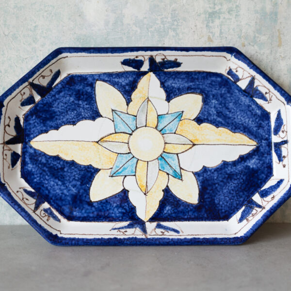 Hand Painted Octagonal Platter, Italy 1980s