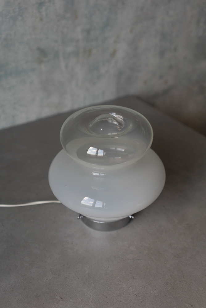 Murano glass opal table lamp, Italy 1980s - 画像 (14)