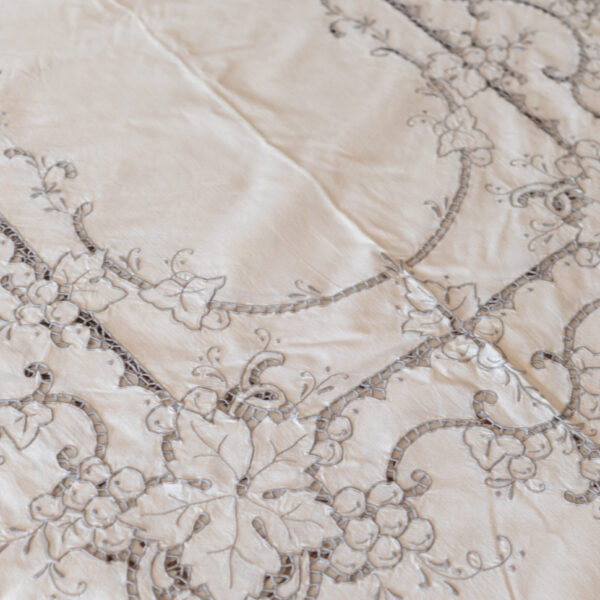Cutwork Tablecloth with Grape Motif, Italy 1980s