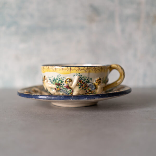 Cantagalli Putti Cup & Saucer, Italy 1920s