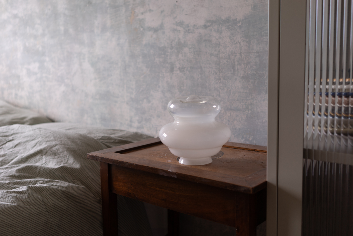 Murano glass opal table lamp, Italy 1980s - 画像 (10)