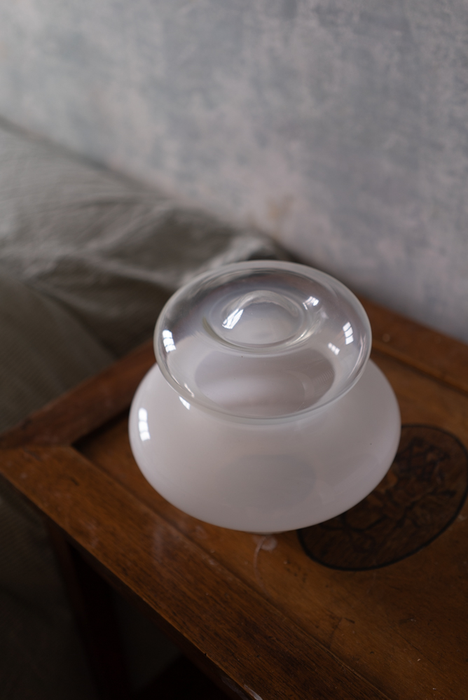 Murano glass opal table lamp, Italy 1980s - 画像 (9)