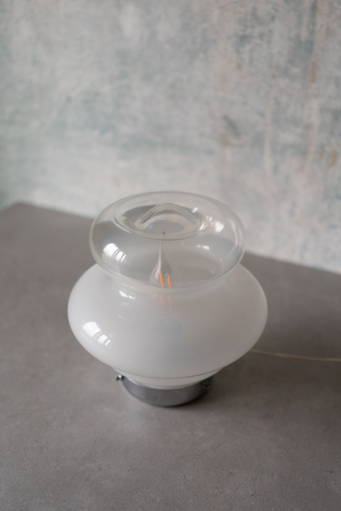 Murano glass opal table lamp, Italy 1980s - 画像 (7)